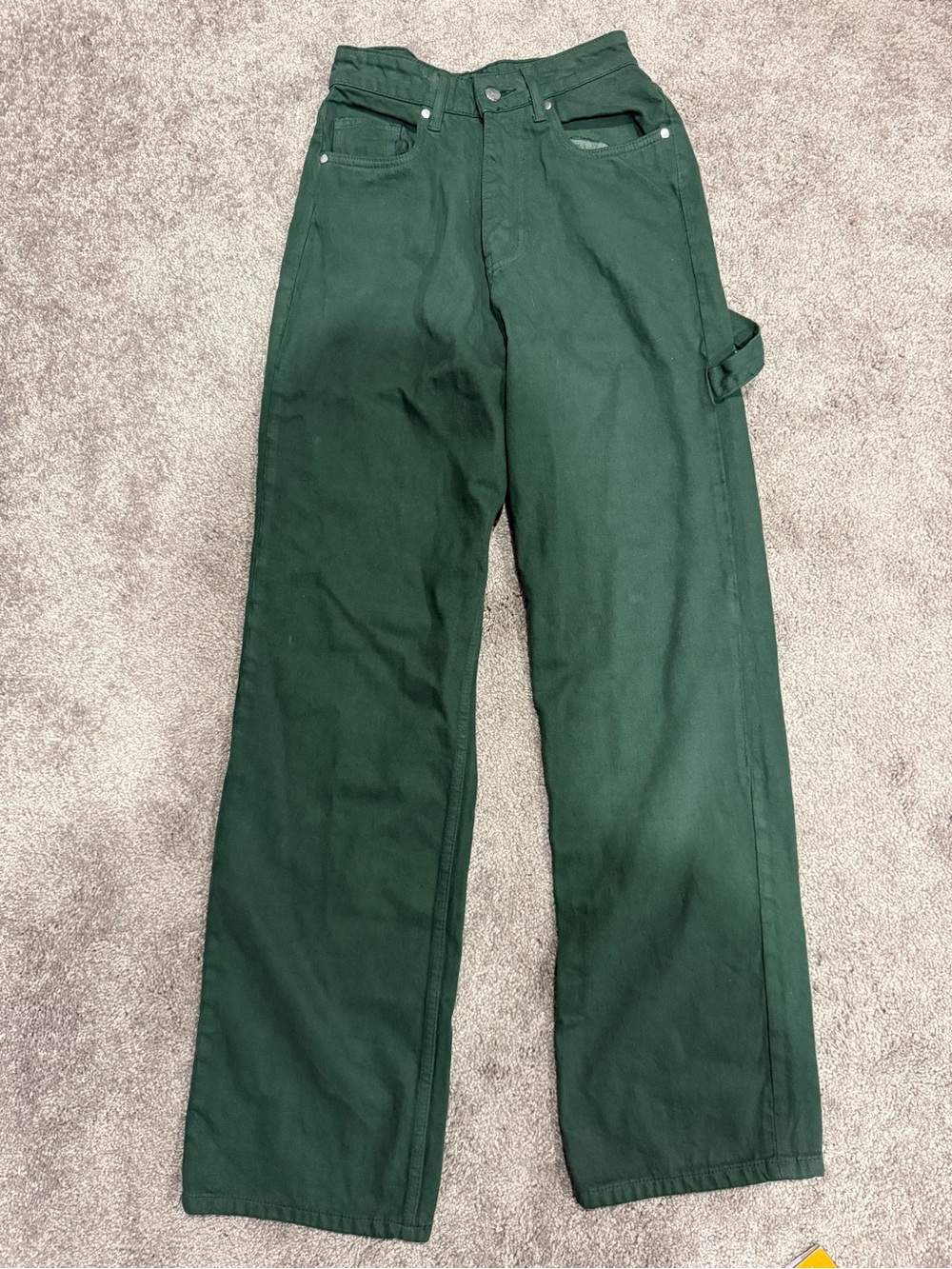 PrettyLittleThing Dark Green Wide Leg Carpenter pants